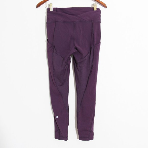 Lululemon Time to Shine Tight Leggings Deep Zinfandel Purple Mesh Luxtreme Sz 4 - Picture 12 of 15